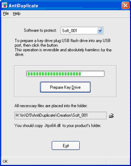AntiDuplicate Drive Maker creates a software protection key from USB flash drive